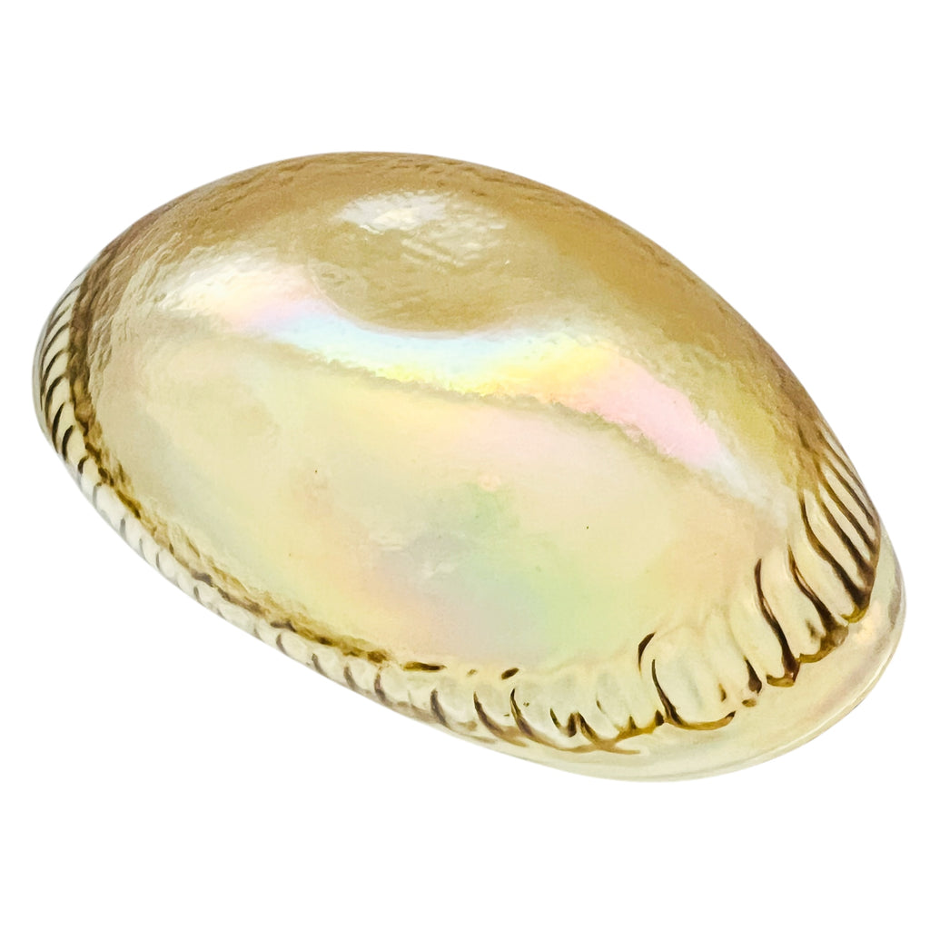 Vintage Yalos Casa Murano Iridescent Gold Art Glass Centerpiece Folded Bowl