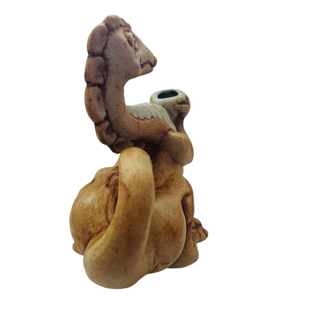 Vintage Renaissance Festival Hand Sculpted Clay Pottery Dragon Candle or Incense Holder