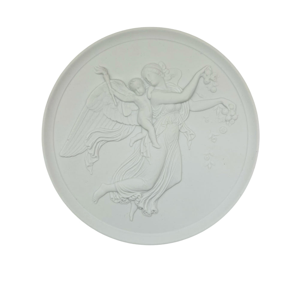 Royal Copenhagen White Round Porcelain Relief Plaque Medallion