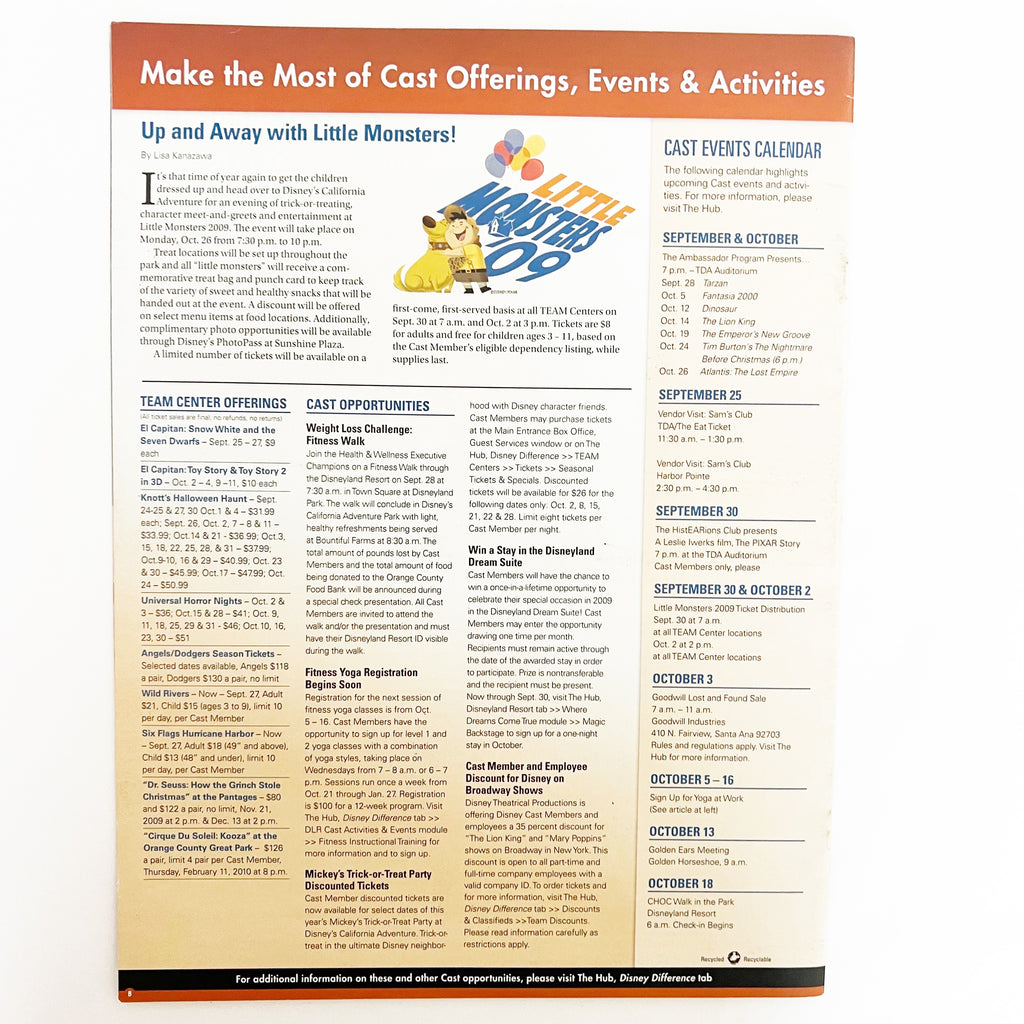 Disneyland Line Magazine October 24th 2009 Cast Member Issue