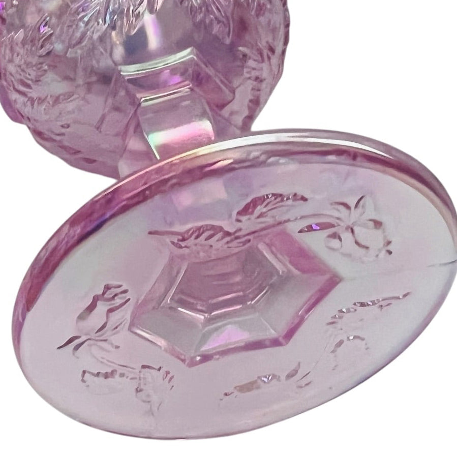 Madonna Inn Original Rose Pink Iridescent Glass Wine Goblet