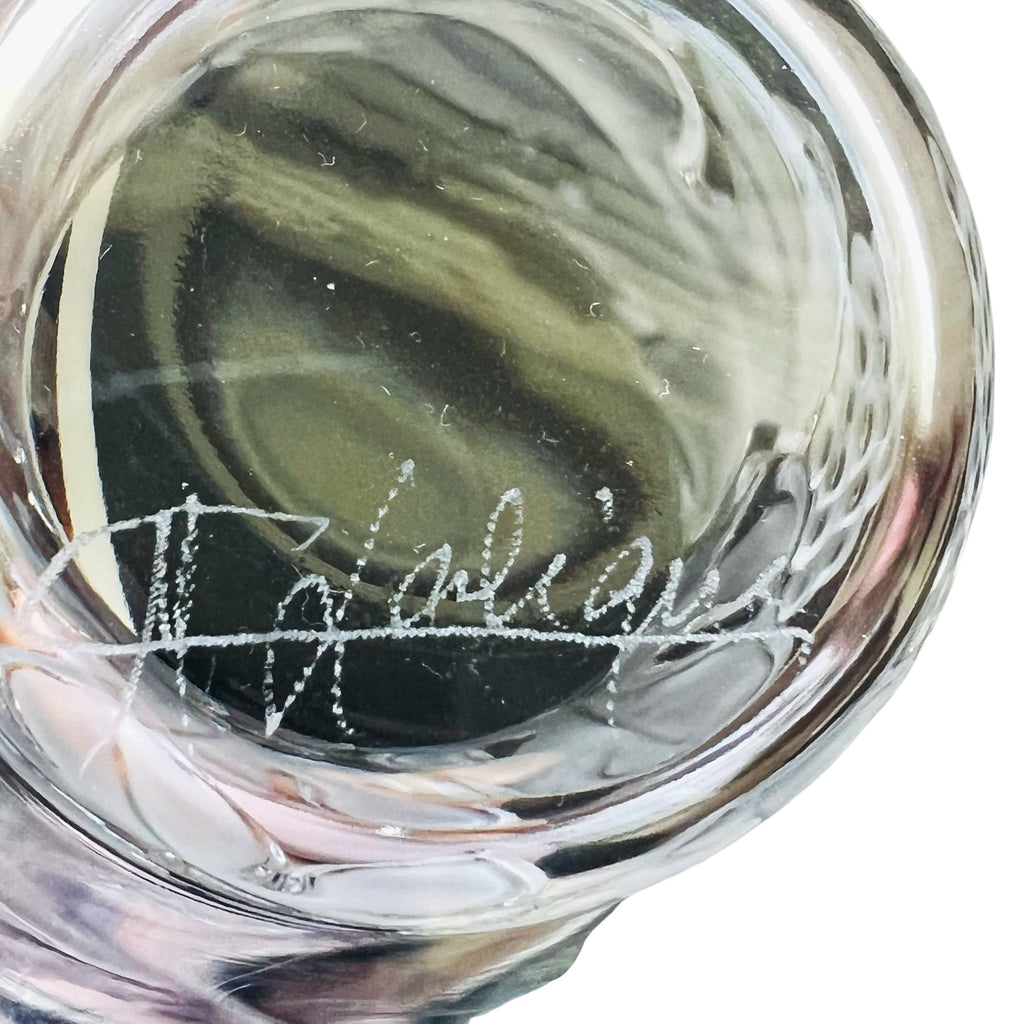 Vintage Lalique Clear Crystal Samur Frosted Leaves & Grapes Vase