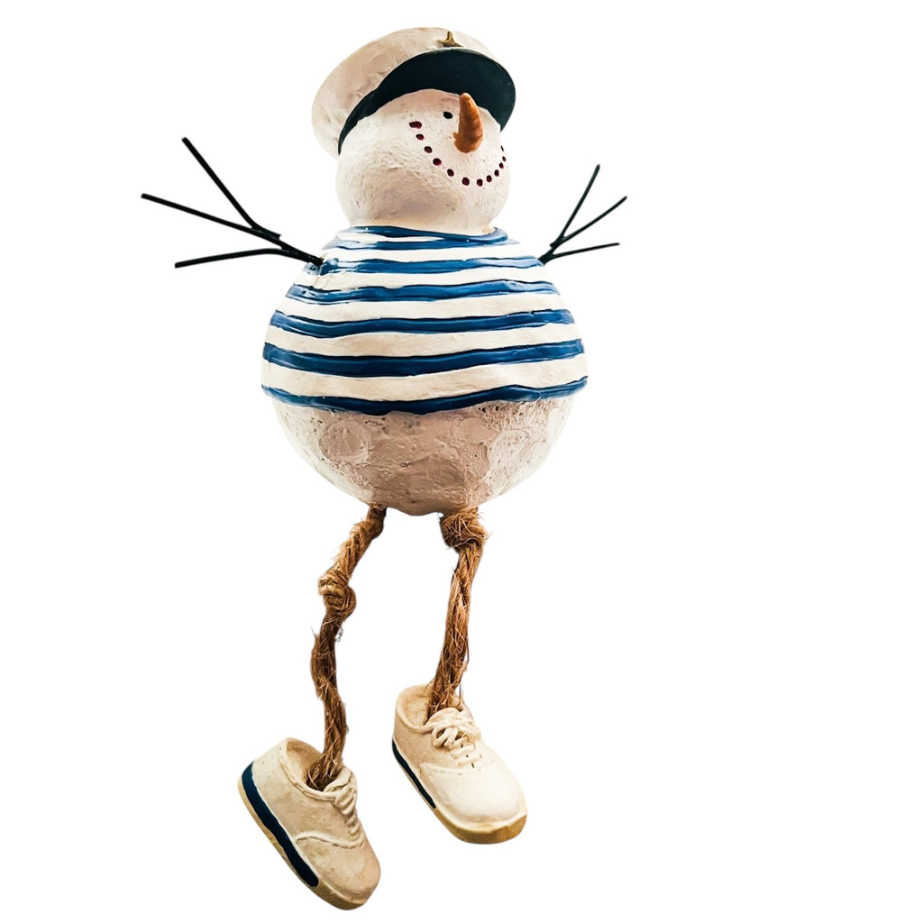 Snowman Sailor Dangling Legs Christmas Ornament