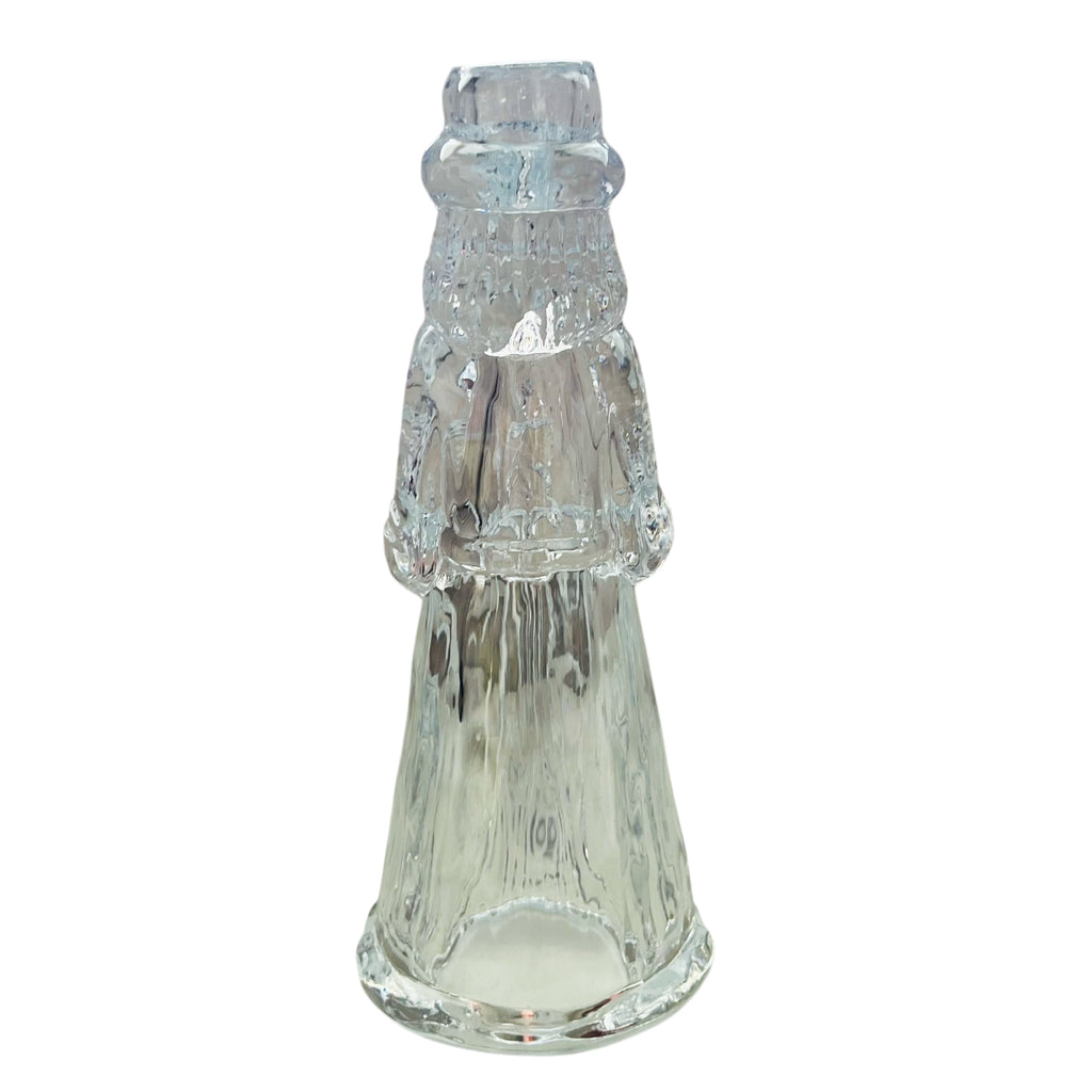 Vintage Clear Glass Santa Candle Stick Holder