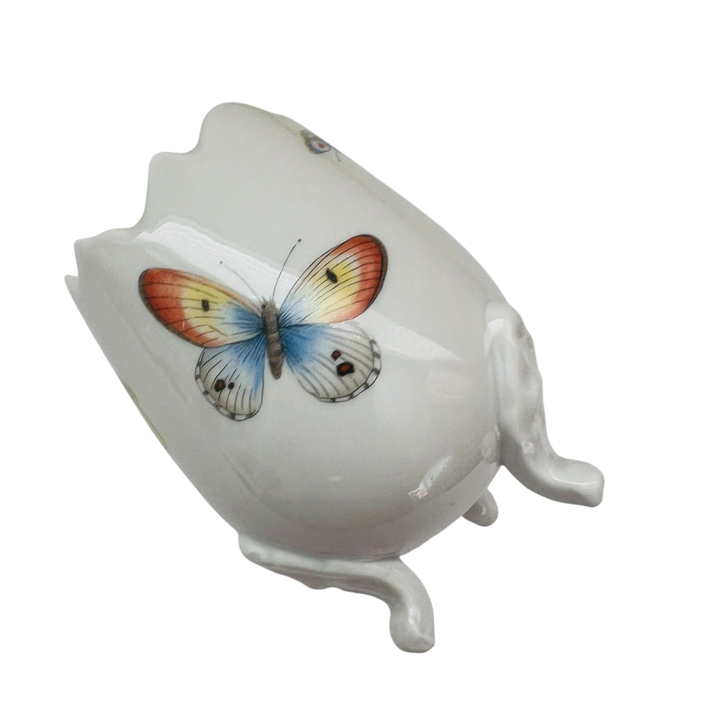 Vintage Limoges France Porcelain Hand Painted Butterflies Footed Egg