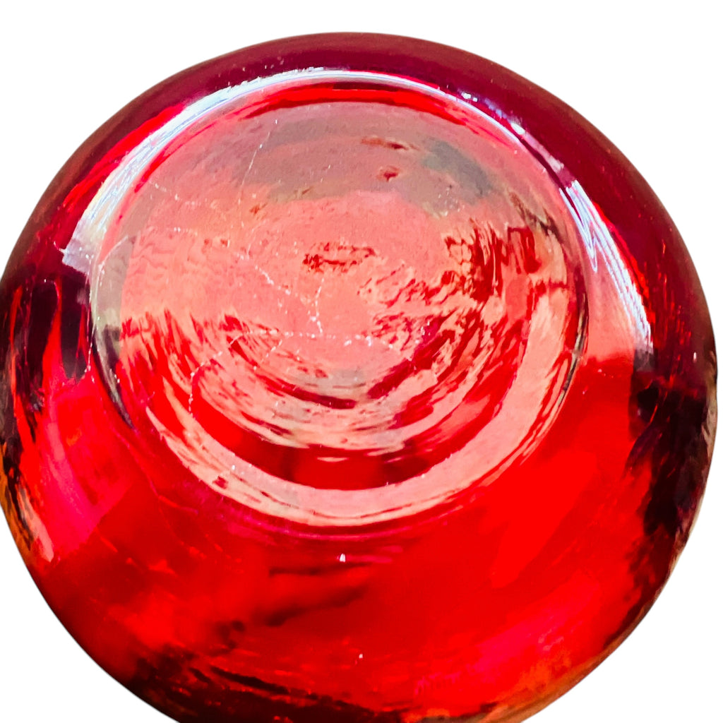 Vintage Art Glass Tangerine Ted Vibrant Red Glass Vase
