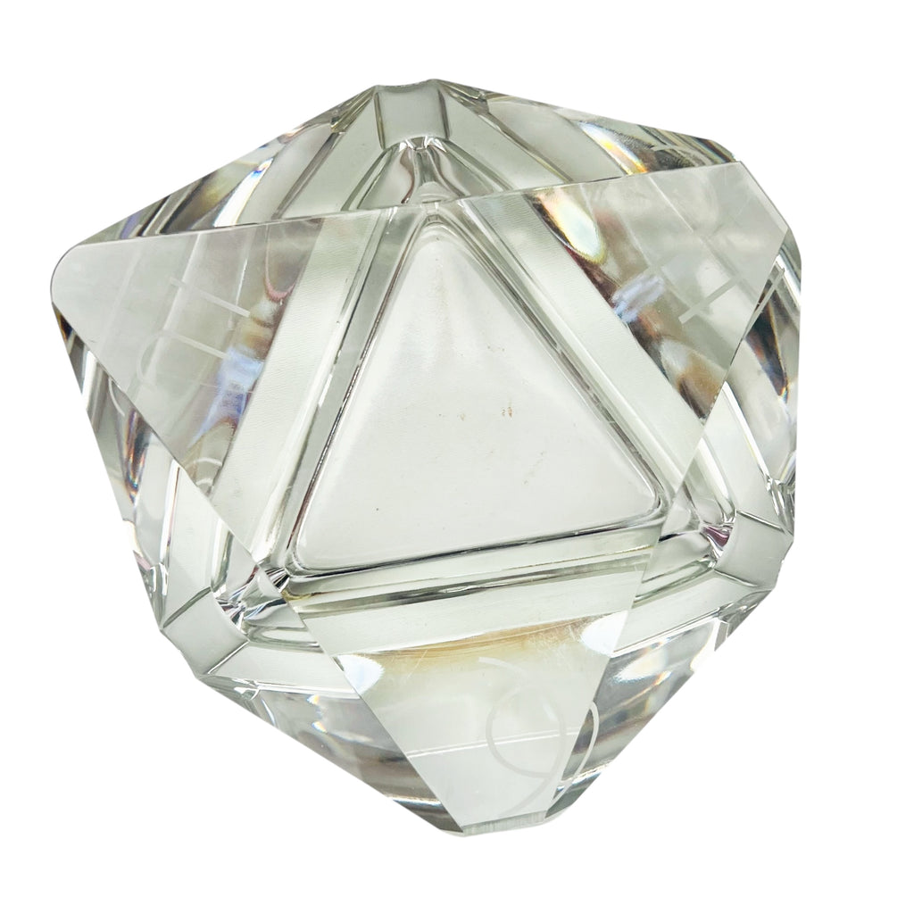 Vintage Crystal Triangle Clear Faceted Glass Ashtray