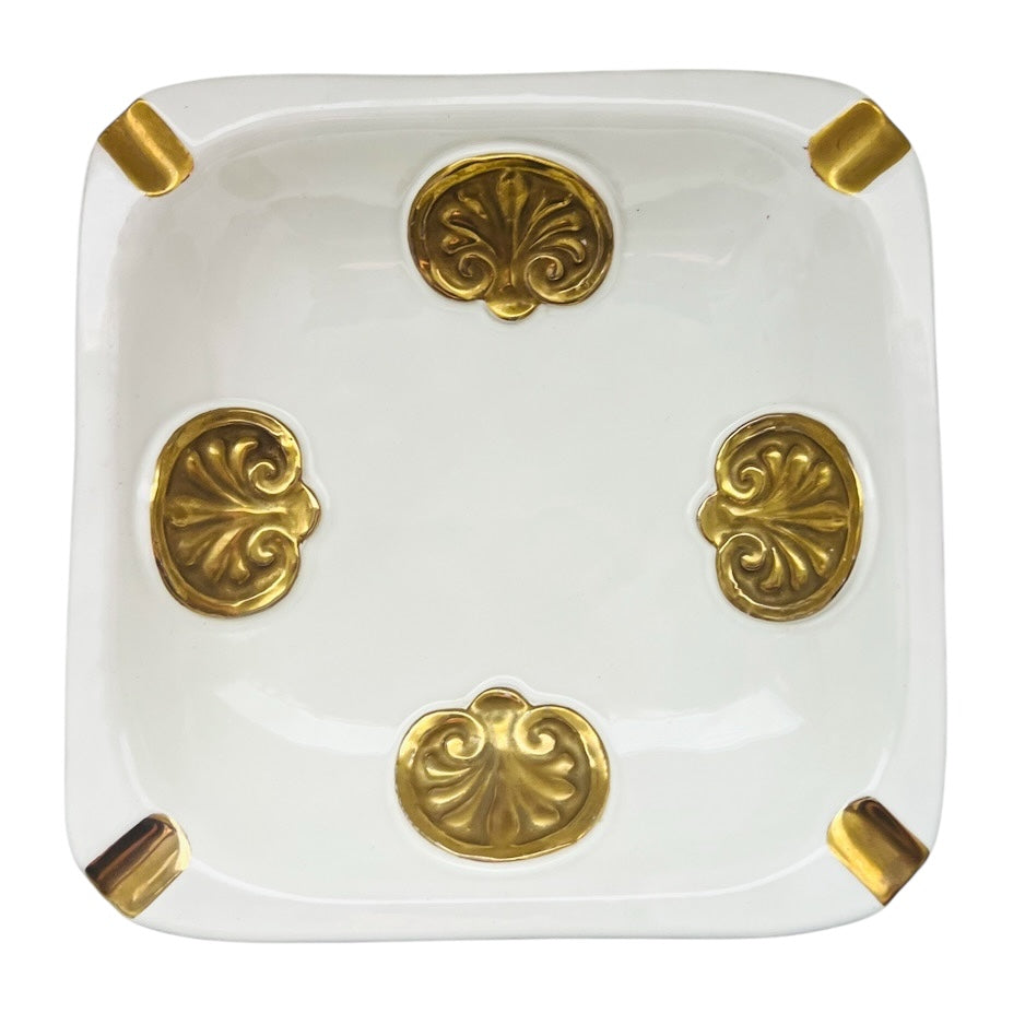 Vintage MCM Ceramic Gold Embelished Cigar Ashtray