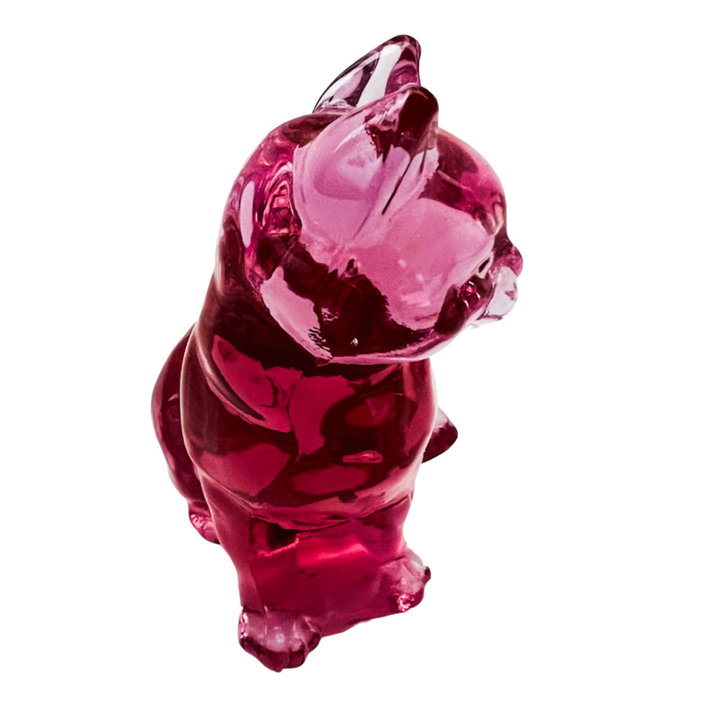 Vintage Fenton Art Glass Cranberry Sitting Cat Figurine
