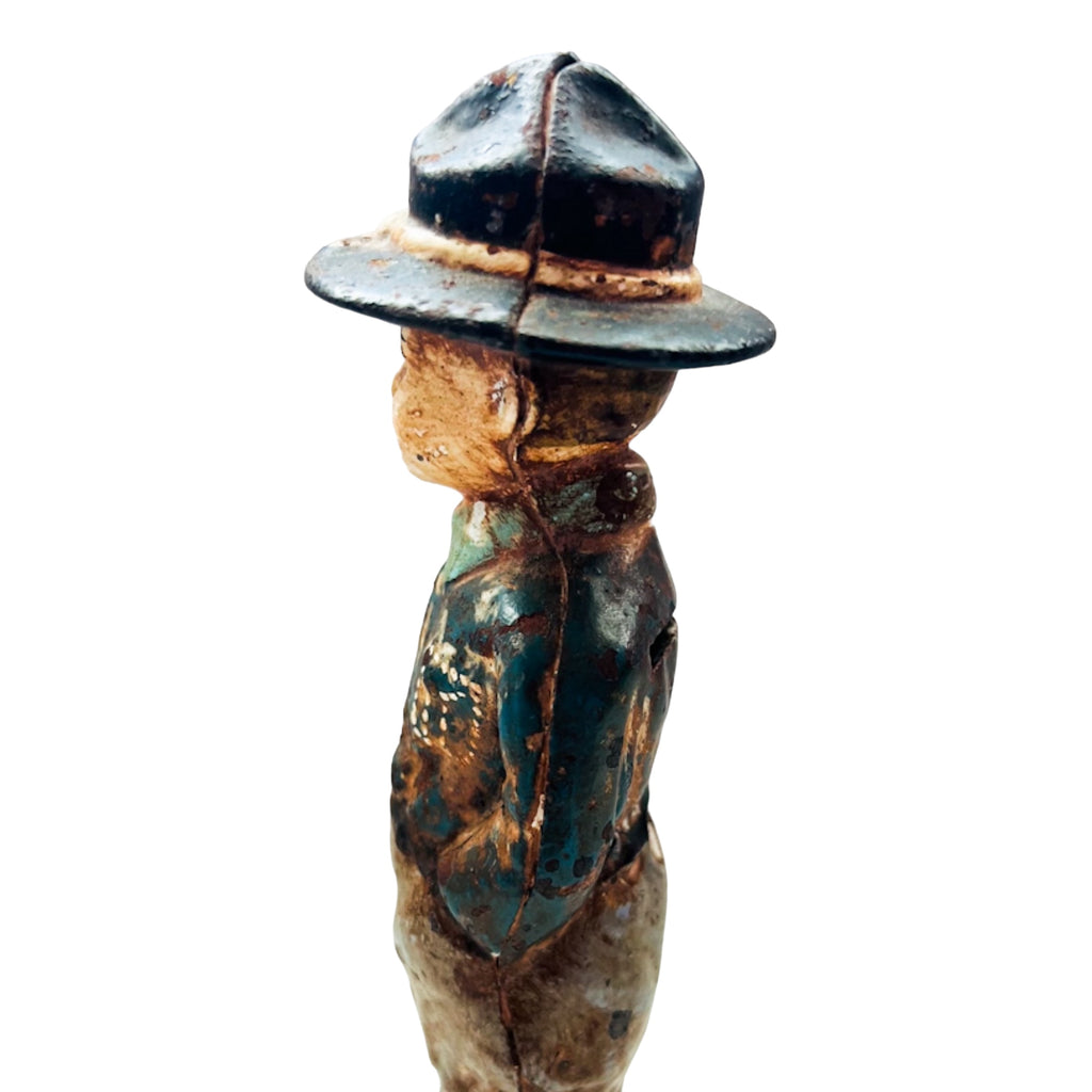 Antique Boy Scout Cast Iron Vintage Coin Bank