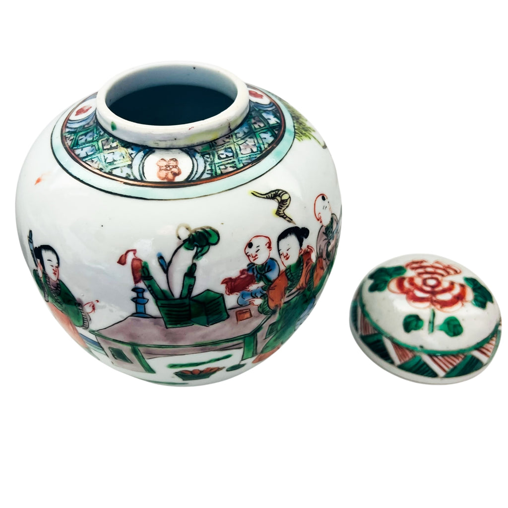 Chinese Ginger Jar Hand-Painted Ceramic Jar with Lid