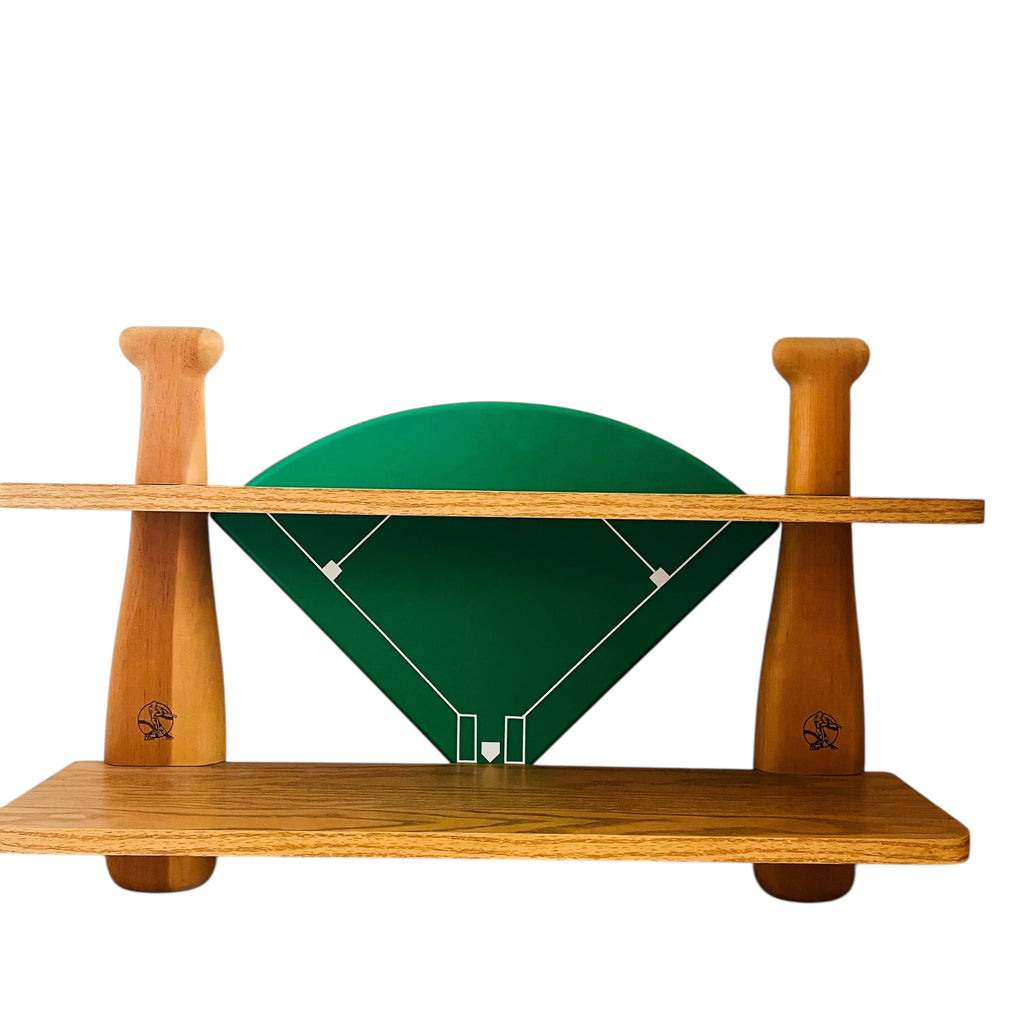 Baseball Diamond Natural Wood Wall Display Shelf