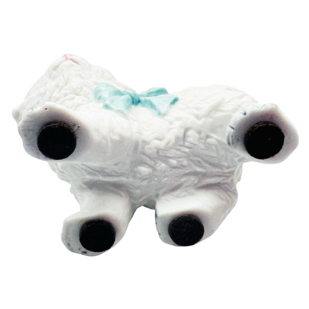 Vintage Homco Standing White Cat With Blue Bow Ceramic Figurine