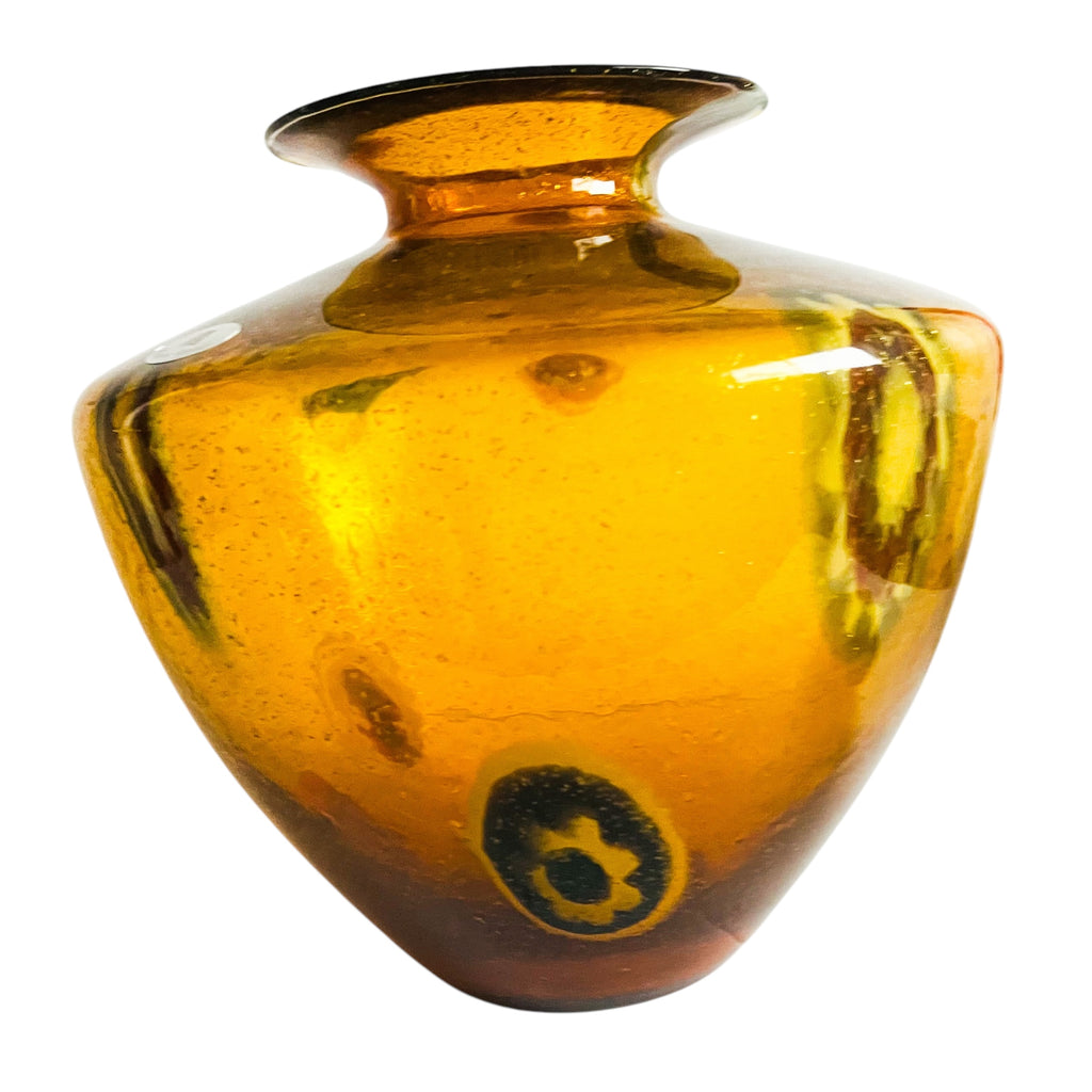 Vintage Maestri Vetrai Italy Amber Glass Art Vase