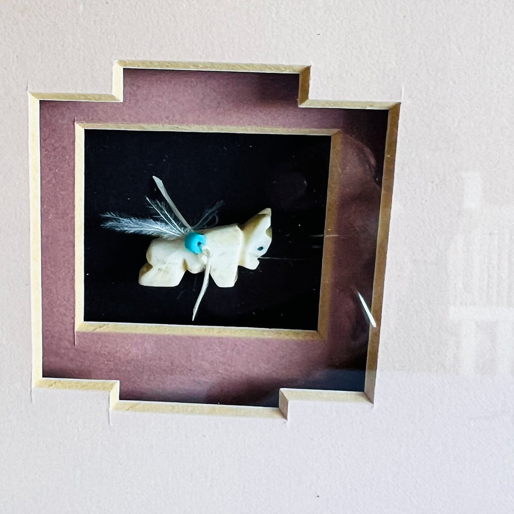 Vintage Ross & Cleo Southwestern Shadow Box Animals Stone Wooden Frame