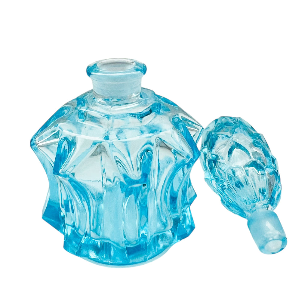 Vintage I. W. Rice and Co. Light Blue Glass Perfume Bottle Made in Japan