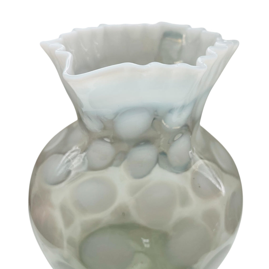 Vintage Fenton Art Glass Opalescent Large Dot Ruffled Pitcher