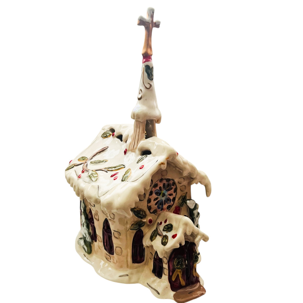 Blue Sky Clayworks Heather Goldminc Christmas Silent Night Church Tealight Candle Holder