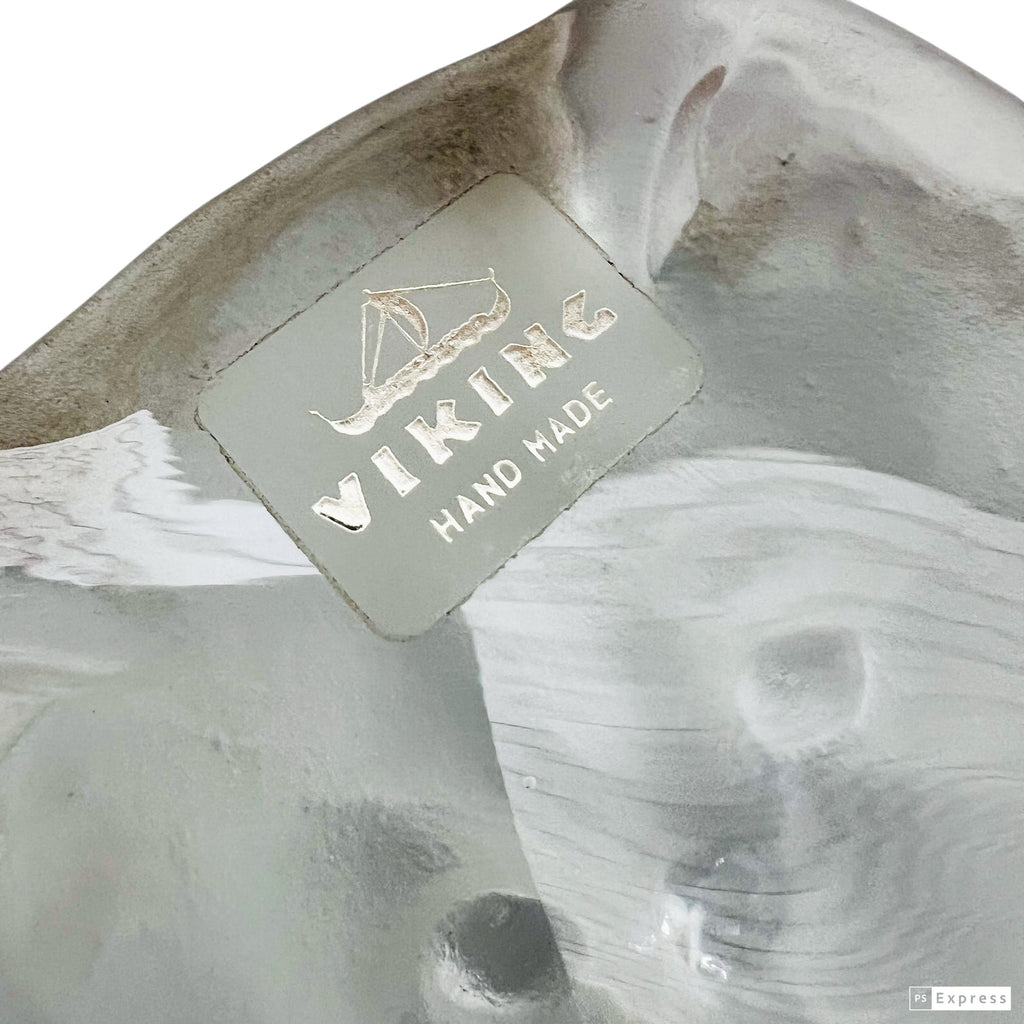 Vintage Viking Art Glass Clear Bookend Cat Figurine Clear Paperweight Figurine