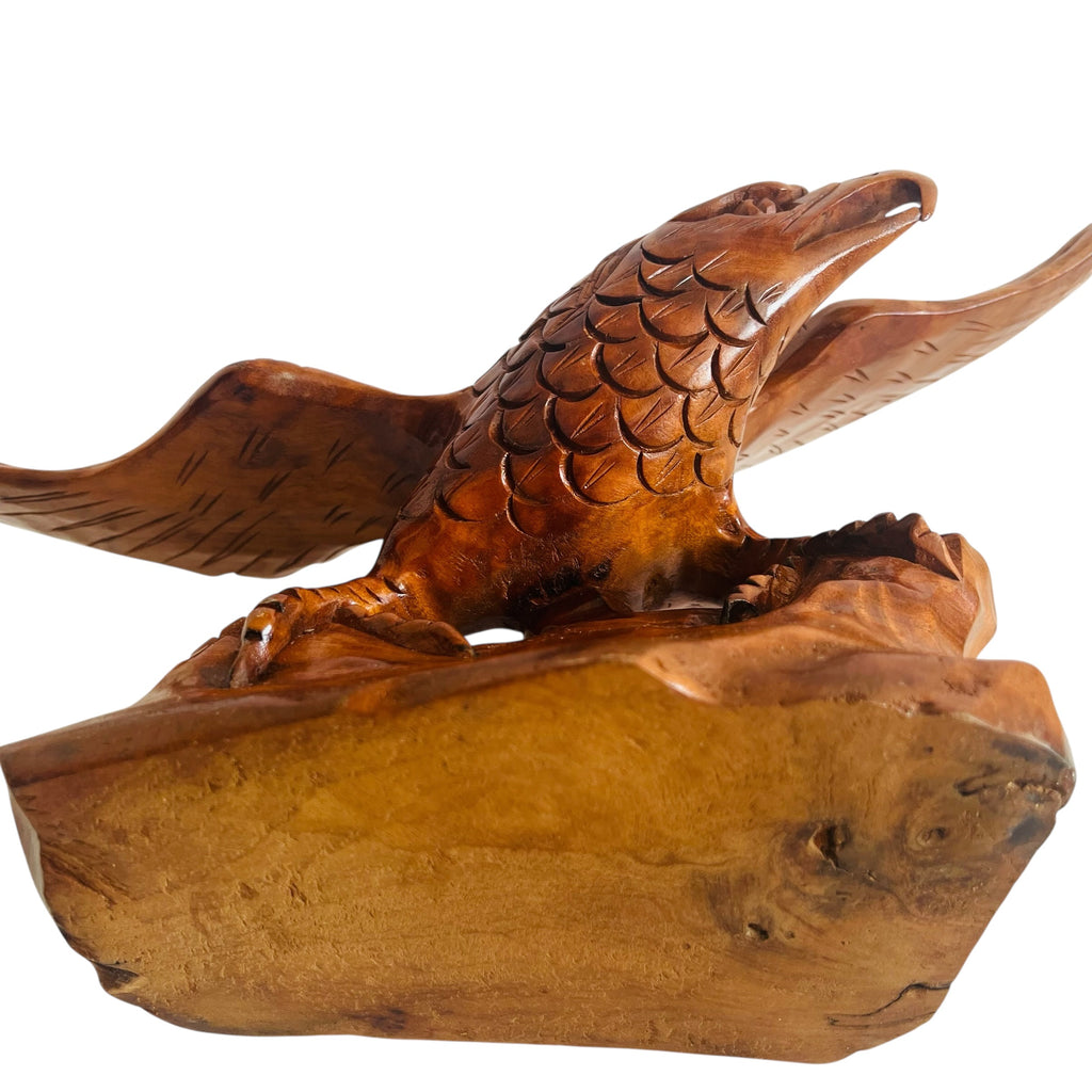 Vintage Hand-Carved Wooden Eagle Sculpture