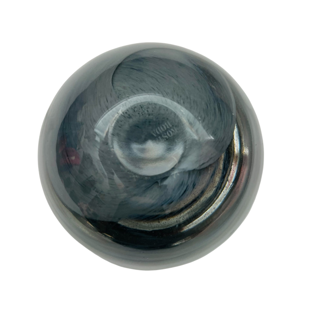 KOSTA BODA Atoll Black Gray Swirl Art Glass Votive Tea Light Holder