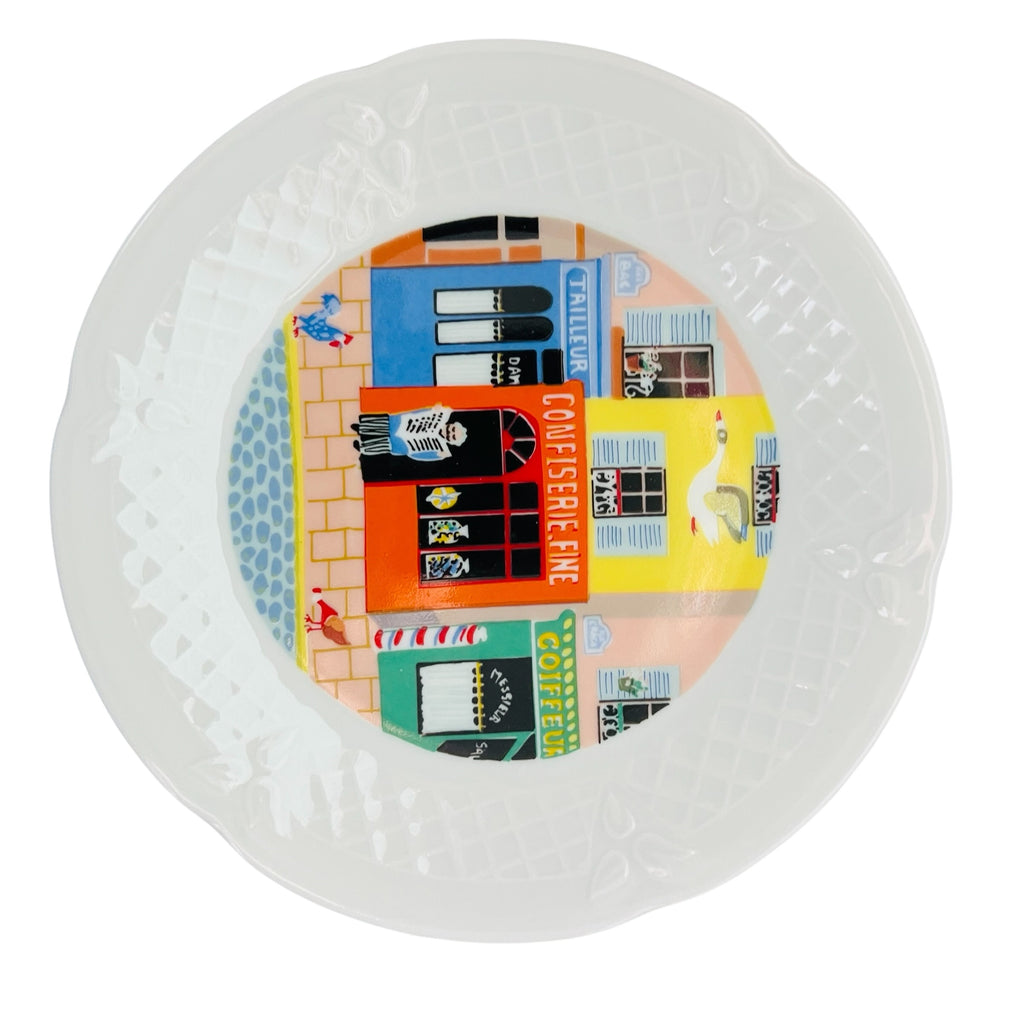 Philippe Deshoulieres Limoges Porcelain FRANCE De Limoges French Shop Scenes Plates