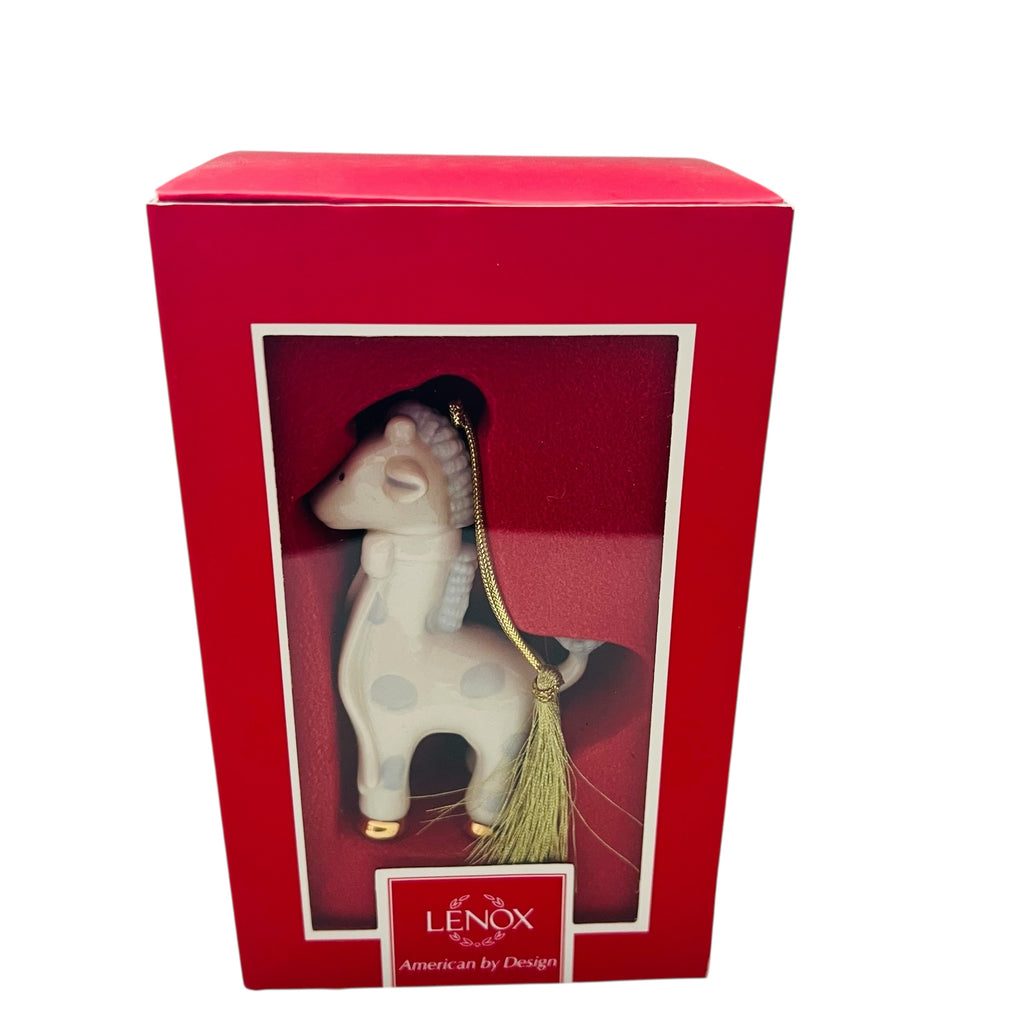 Lenox Giraffe Baby’s First Christmas 2013 Blue Gold Trim Ornament
