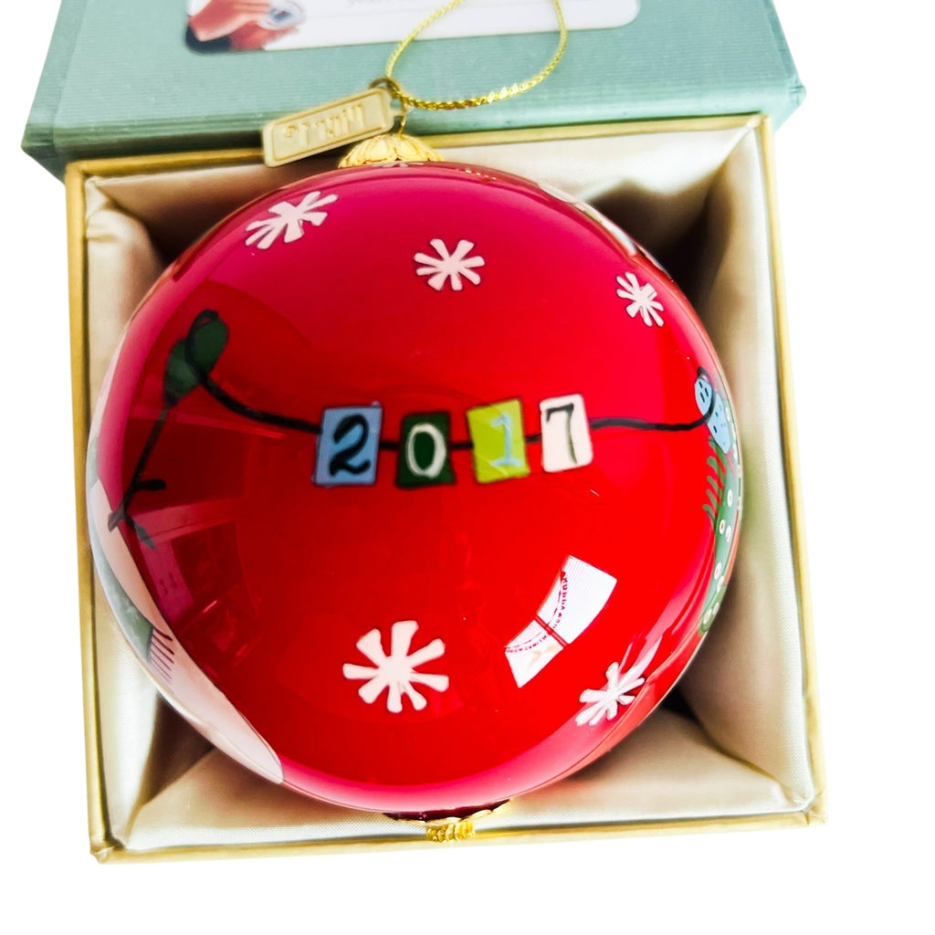 Pier 1 Christmas Hand Painted Glass Christmas Snowman 2017 Ornament