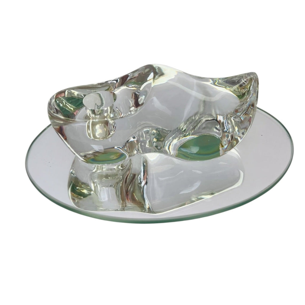 Vintage Crystal Bohemia Dutch Clog Solid Crystal Shoe On Mirror