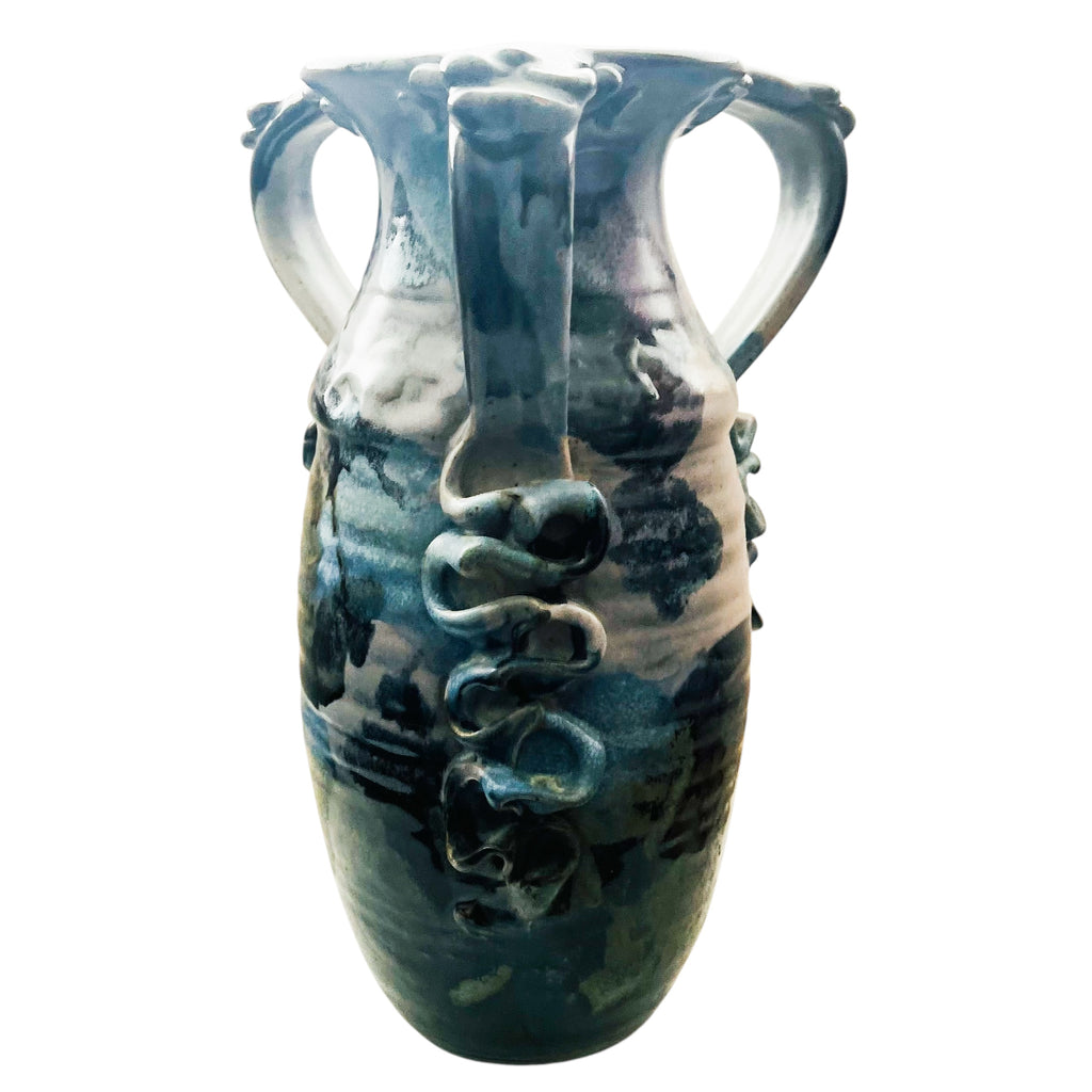 Vintage Buie 1992 Glaze 3 Handle Pottery Signed Vase