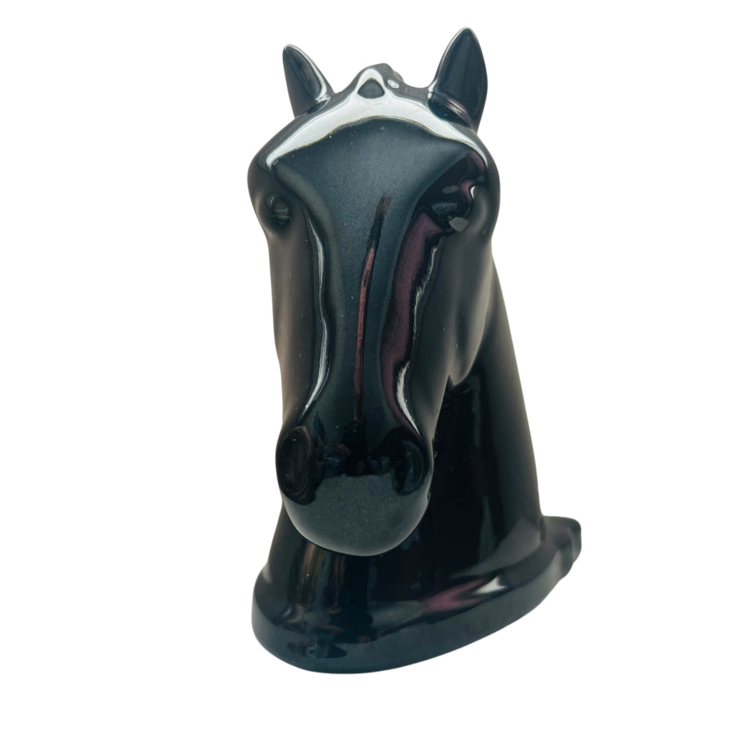 Vintage Abingdon Pottery Black Glazed Horse Head Book End