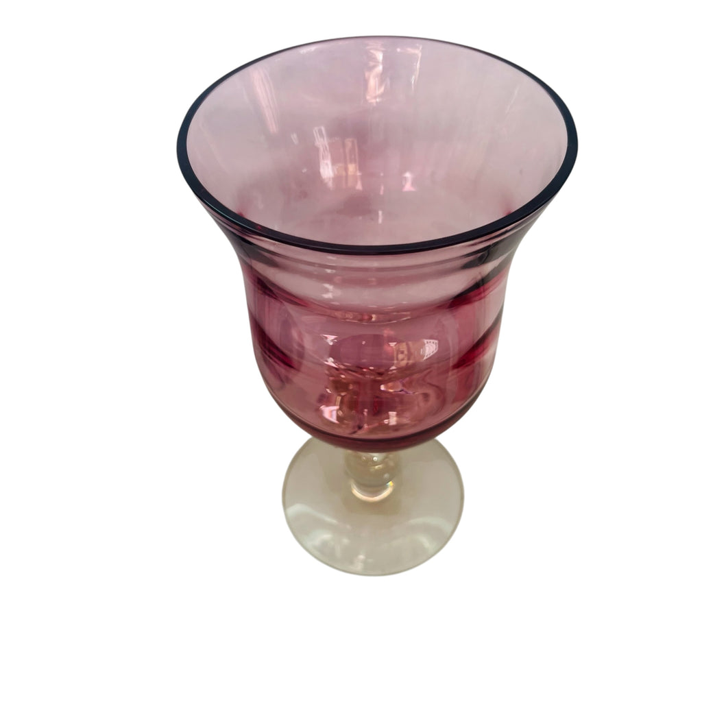 George BORGFELDT Liza Cranberry Optic Clear Twisted Stem Flared Bowl