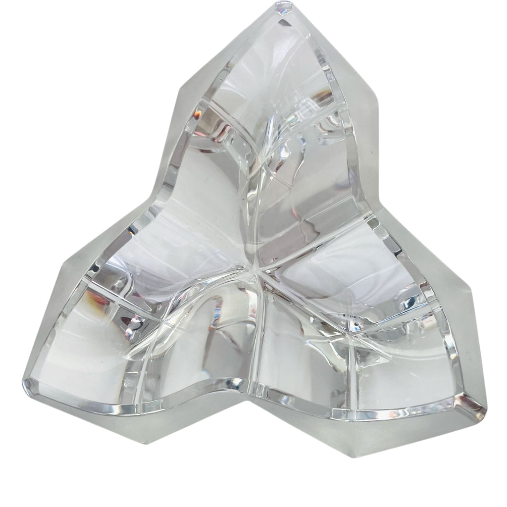 Daum Cube Three Section Cube Clear & Frosted Crystal Modern Sculpture