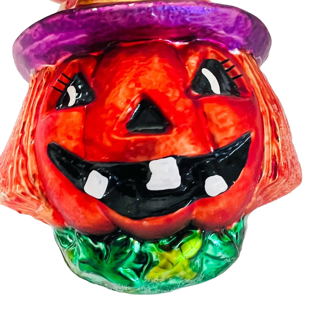 Vintage Christopher Radko Pumpkin Jack-o-Lantern Purple Witch's Hat Halloween