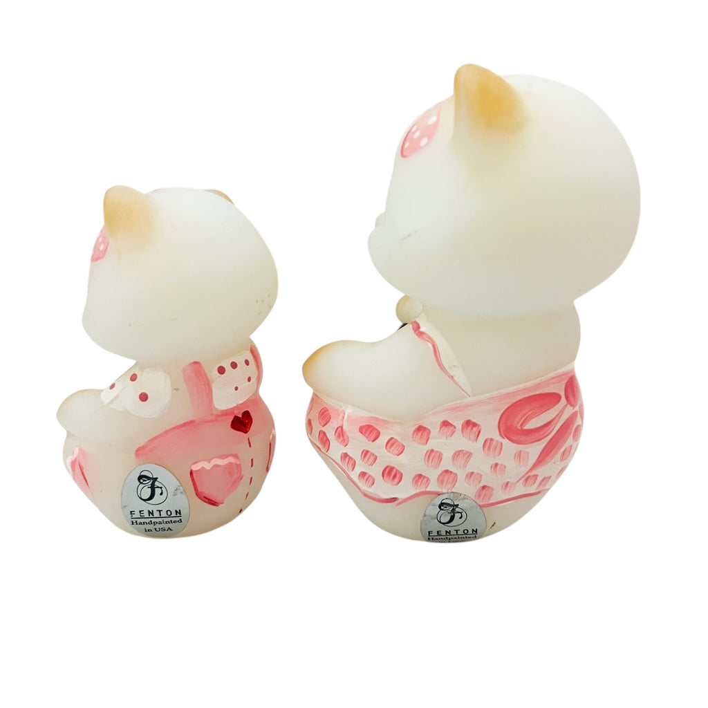 Vintage Fenton Mama and Baby Bear Hand Painted Signed Figures
