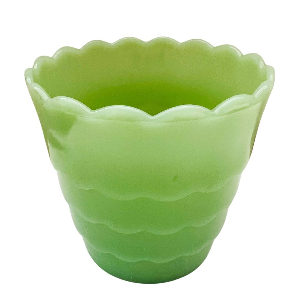 Vintage Jadeite Green Small Scalloped Vase