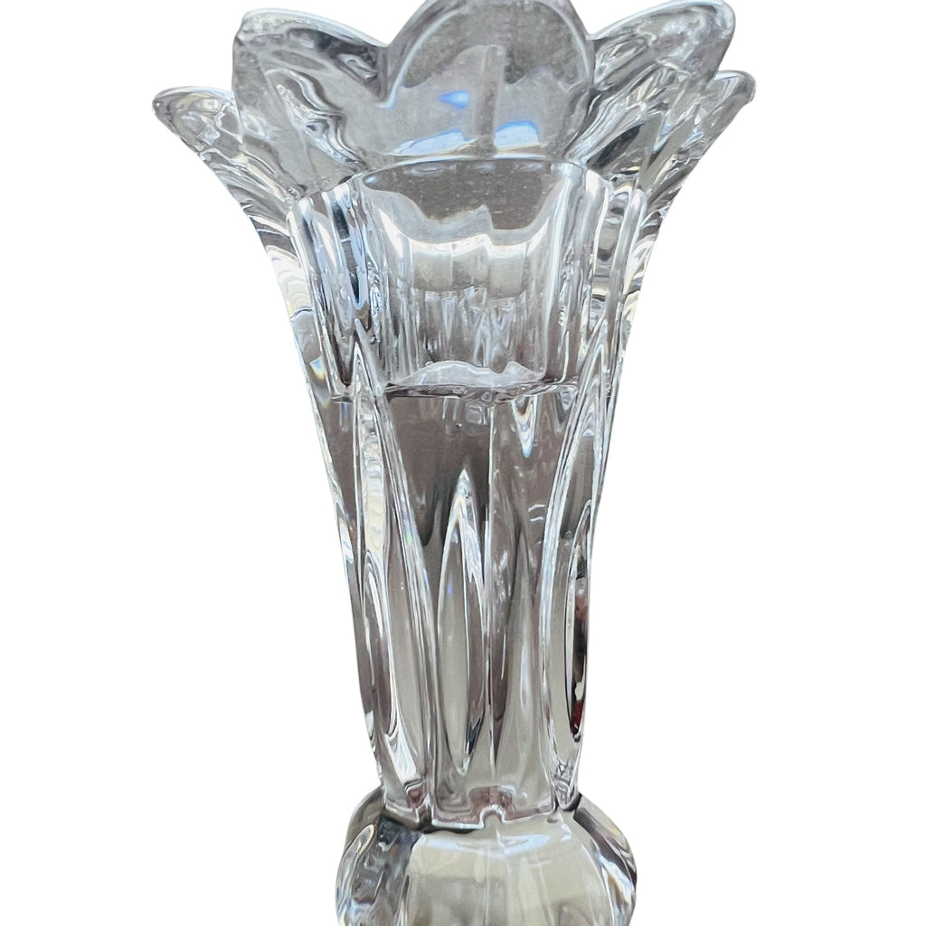 Vintage Clear Cut Glass Taper Candlestick Holder