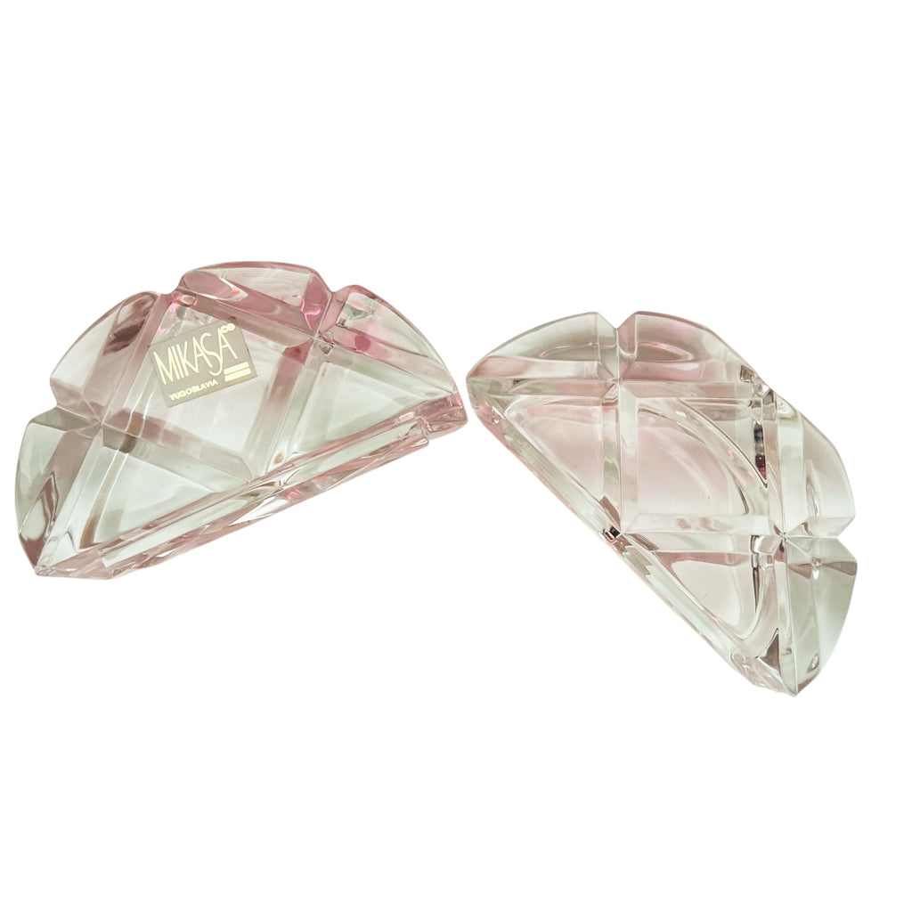 Mikasa Crystal Yugoslavian Candlestick 2 PC Set