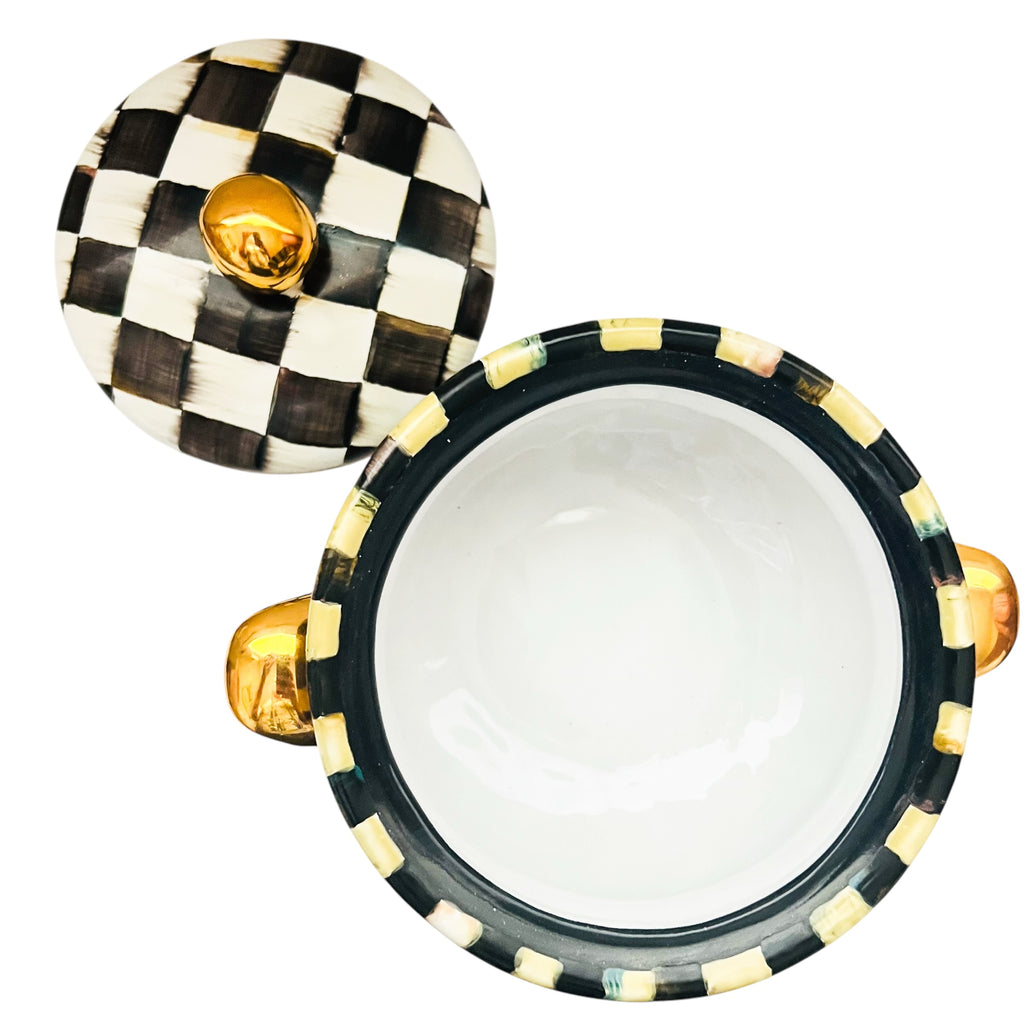 Mackenzie Childs Courtly Check Courtly Checkered Ceramic Pot with Lid