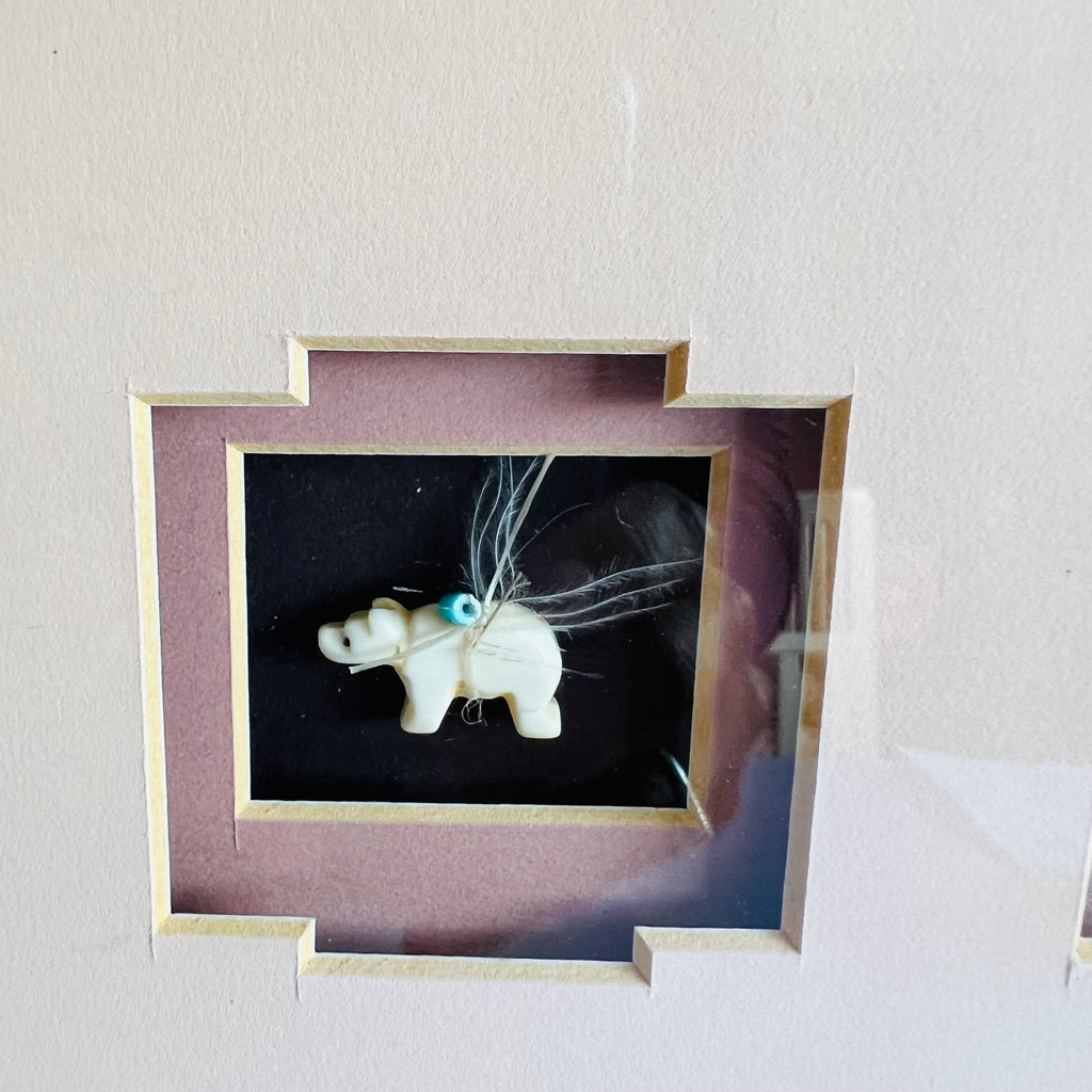 Vintage Ross & Cleo Southwestern Shadow Box Animals Stone Wooden Frame