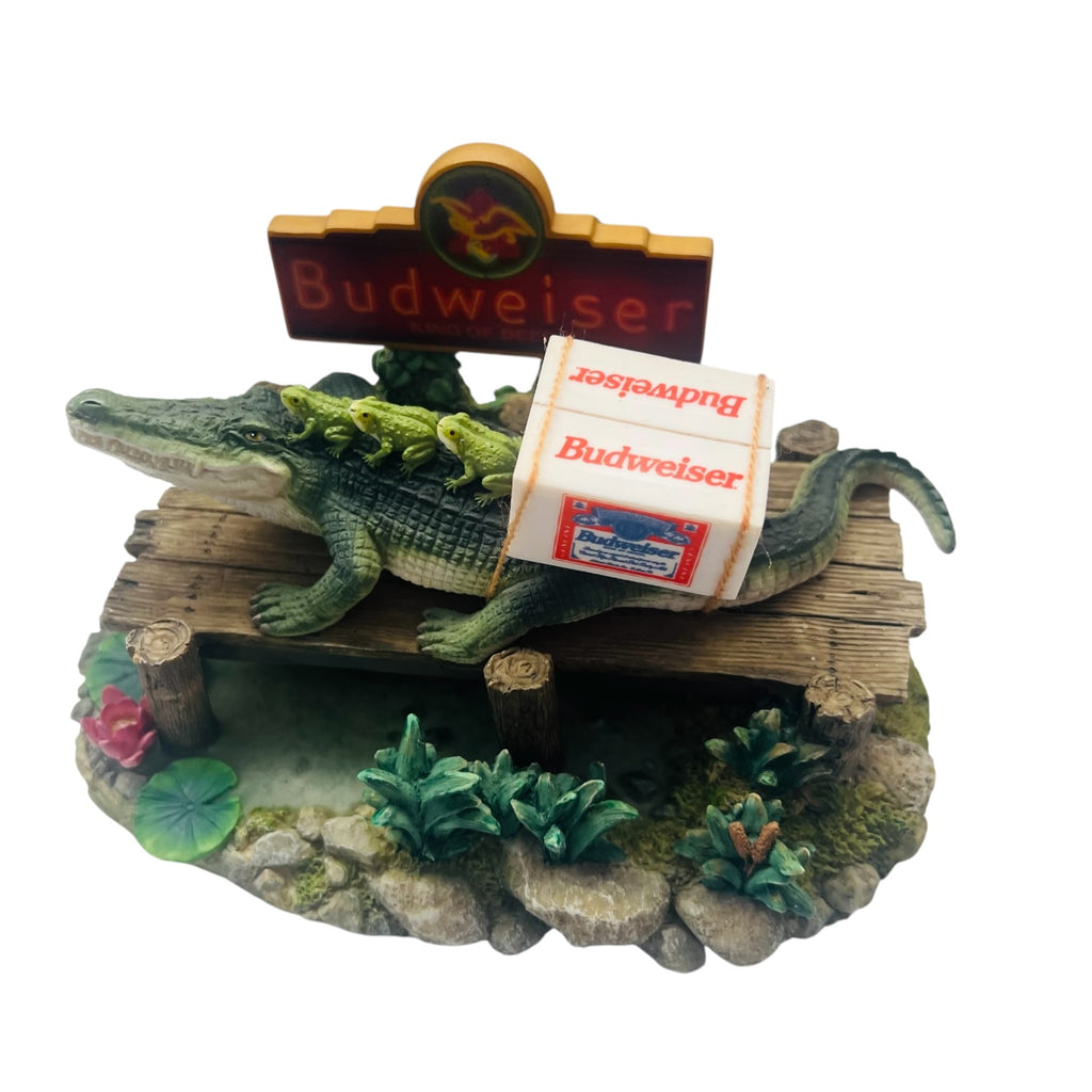 Vintage 1997 BUDWEISER BEER "BUD-WEIS-ER" Frogs Alligator Figurine Statue