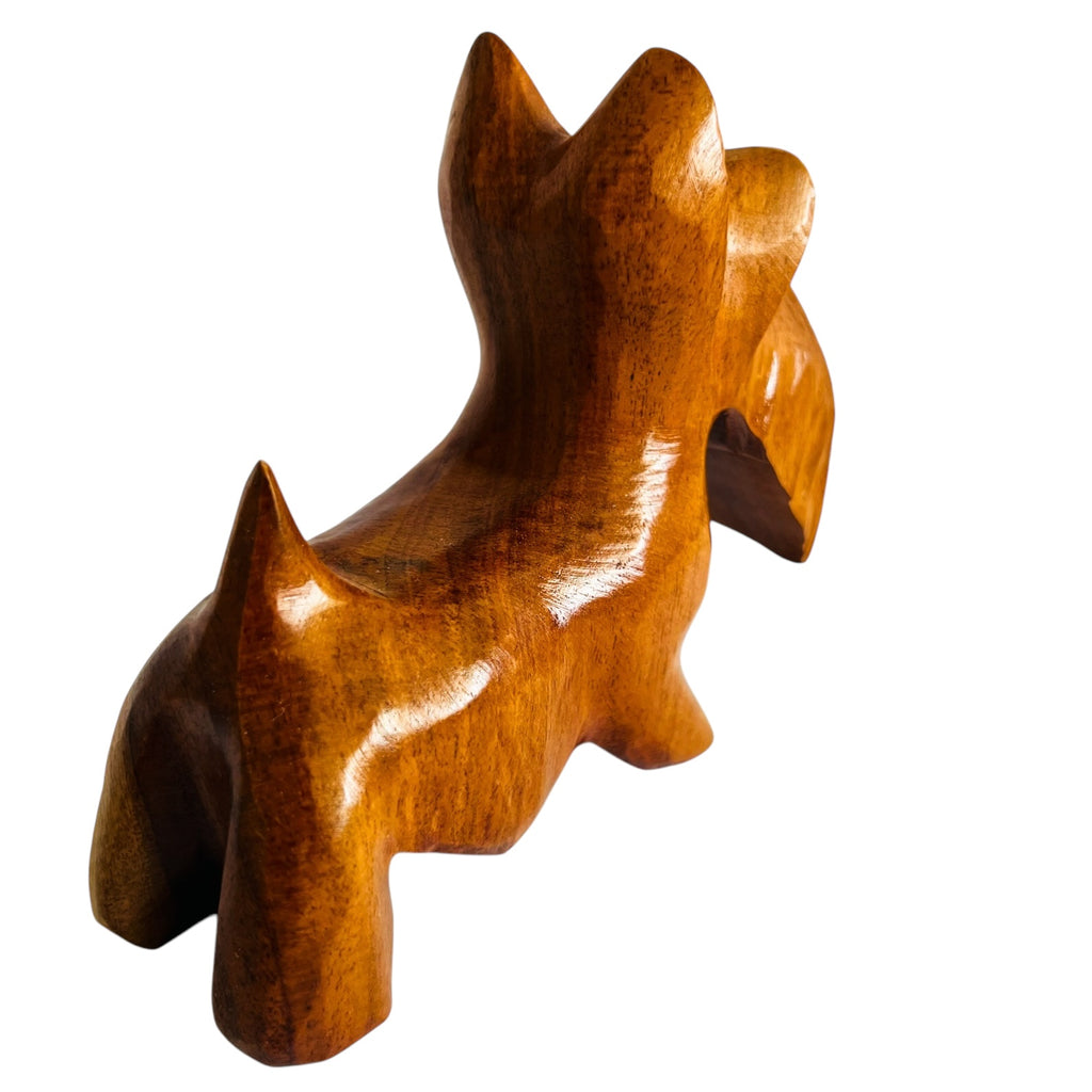 Hawaii Hand Carved Milo Wood Schnauzer Dog Wooden Figure