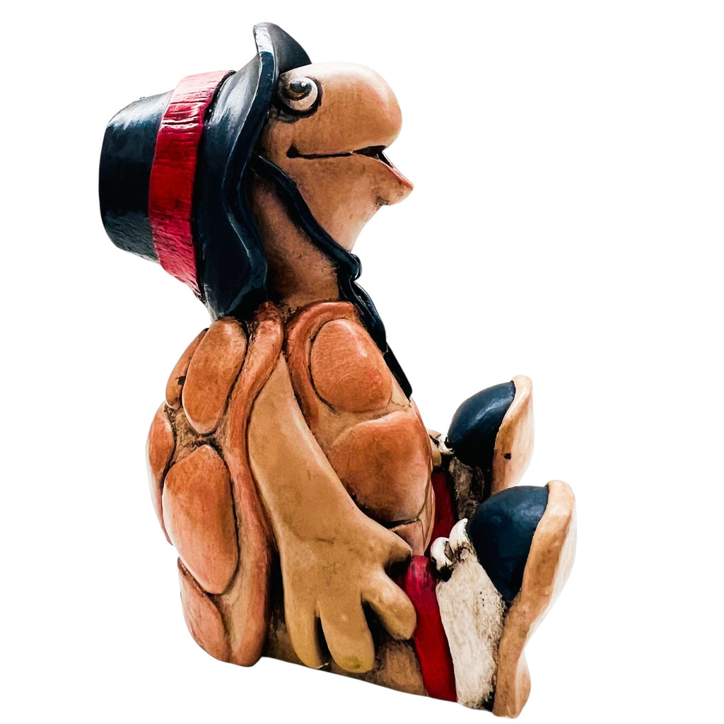 Vintage Hand Painted Quirky Turtle Figurine with Hat