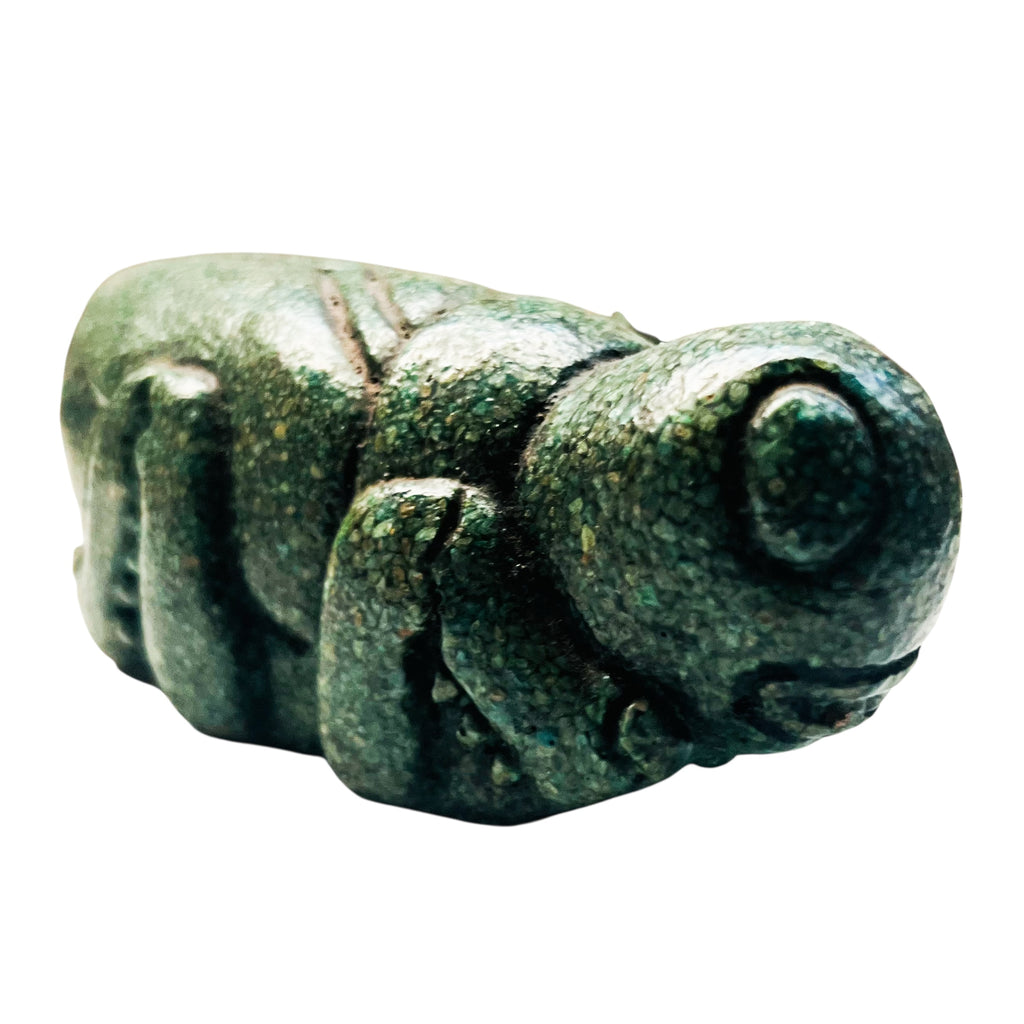 Vintage Crushed Green Stone Locust Grasshopper Paperweight Figurine