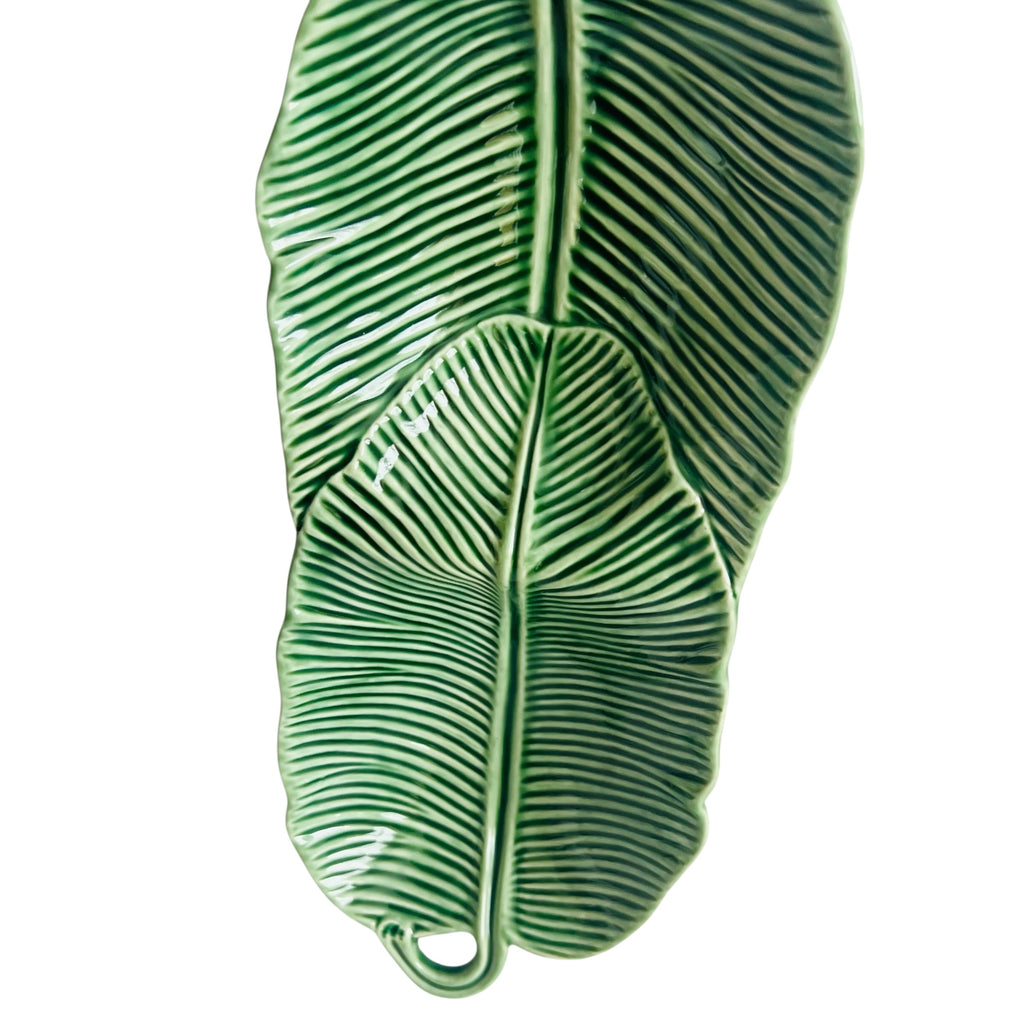 Williams Sonoma Banana Double Green Leaf-Shaped Ceramic Serving Platter