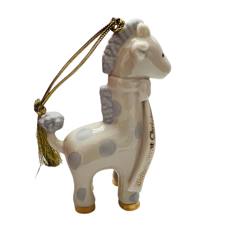 Lenox Giraffe Baby’s First Christmas 2013 Blue Gold Trim Ornament