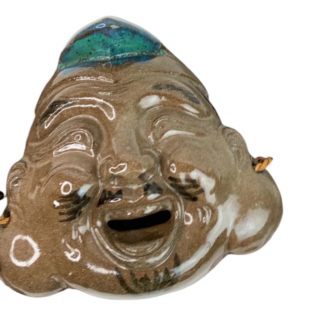 Shirokiya Mask Japanese Ceramic Face Mask On Wood Hanging Japan