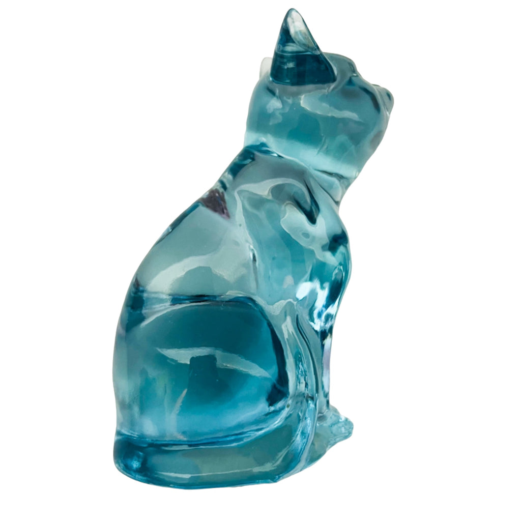 Vintage Fenton Blue Glass Cat Figurine