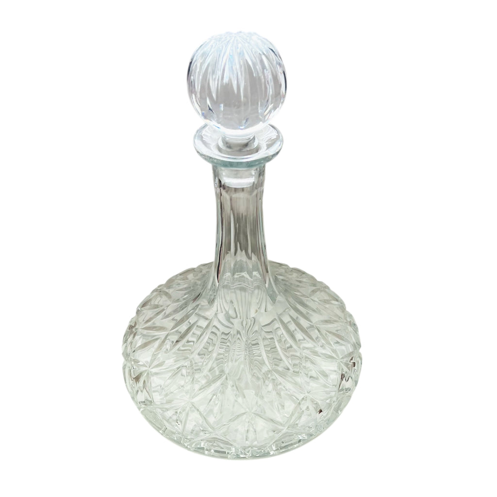 Vintage MCM Crystal Diamond Cut Decanter with Stopper