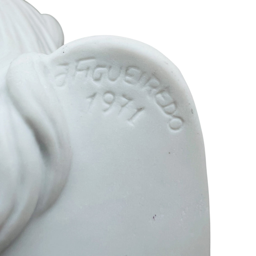Vintage Bright View White Ceramic Female Bust Signed 1971 Sculpture